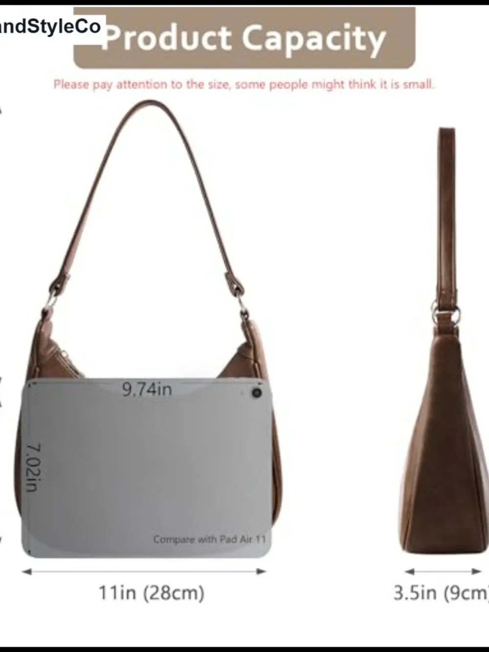 Soft Vegan Leather Hobo Shoulder Bag with Zippered Back Pocket